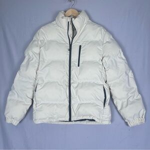 H&M Quilted Puffer Coat Womens Small Creamy Ivory Warm Water Repellant Winter
